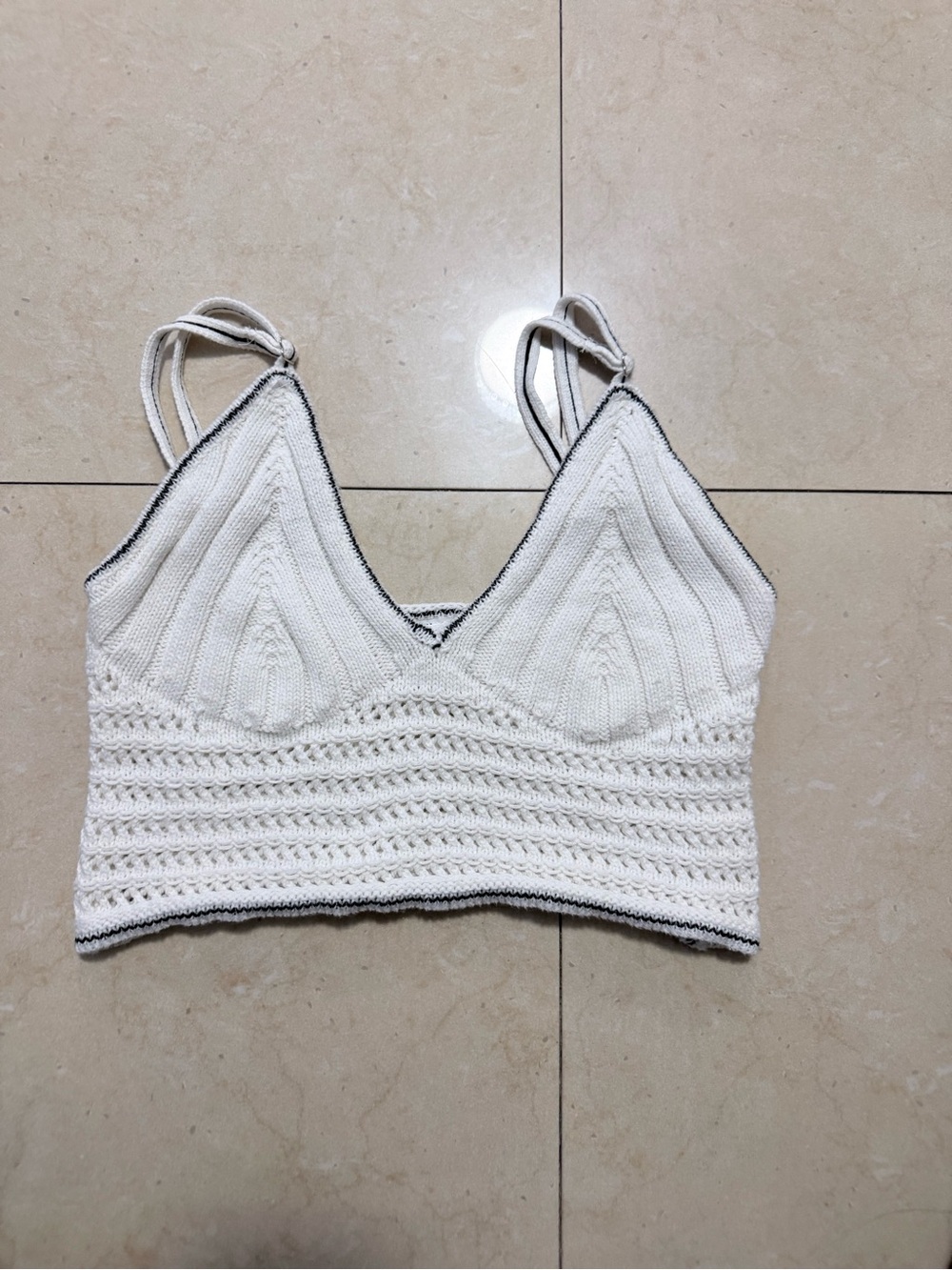 wild fable White Crochet Knit Bralette with Contrast Trim
